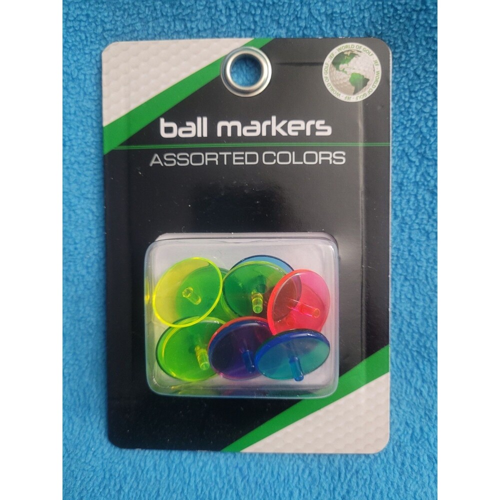 JEF WORLD OF GOLF Ball Markers Assorted Neon Colors 12Pcs Flourescent Plastic